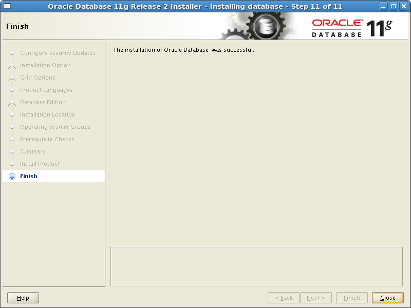 Screenshot-Oracle Database 11g Release 2 Installer - Installing database - Step 11 of 11